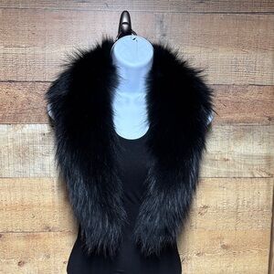 Raccoon fur Black shawl scarf neck wrap collar